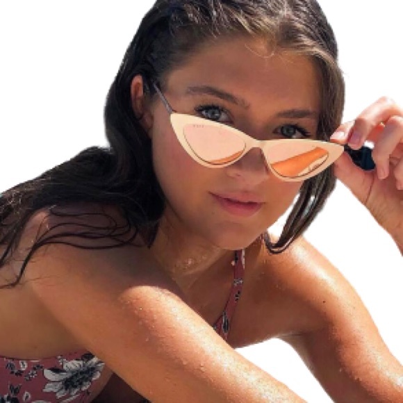 DIFF Rae Sunglasses Cat Eye Mirror Lens Rose Gold - Picture 7 of 10